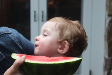 His first watermelon.